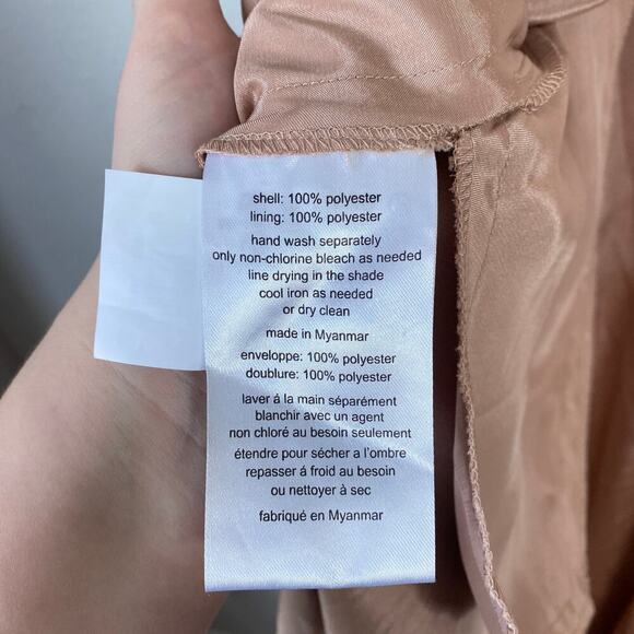 GALINA SIGNATURE Charmeuse Tank V-Neck Dress with Slit Sand Size 10 Bridesmaid - Picture 6 of 8